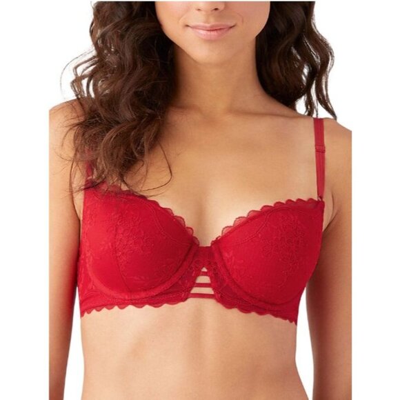 NWT Wacoal b.tempt'd No Strings Attached Contour Bra Sz 32D Crimson Red 953284 - Picture 1 of 7